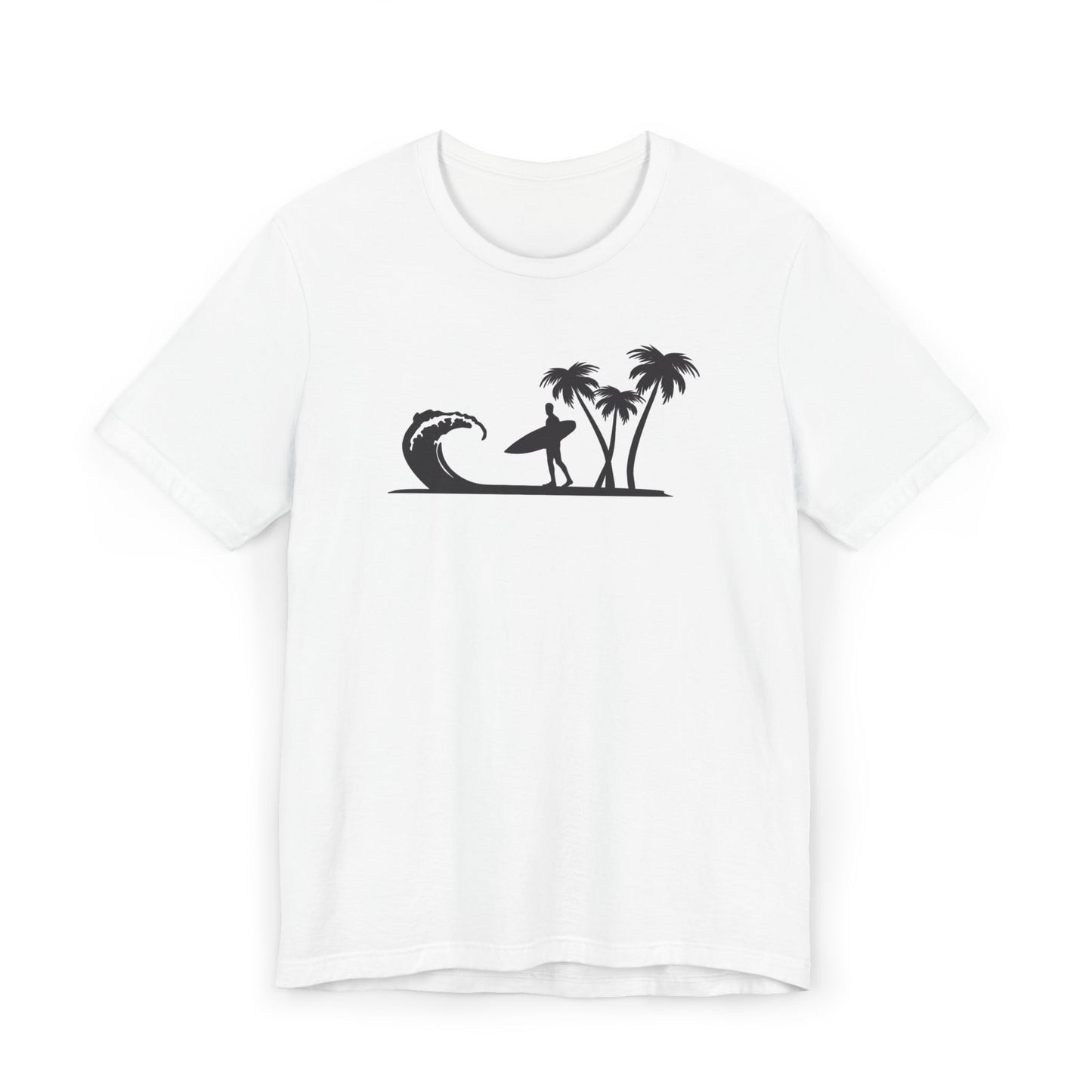 Surf Silhouette T-Shirt — Palm Trees & Wave Beach Tee