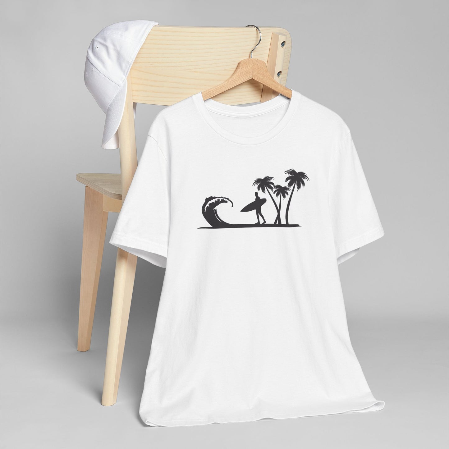 Surf Silhouette T-Shirt — Palm Trees & Wave Beach Tee