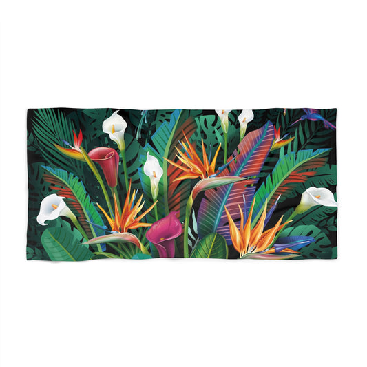 Tropical Beach Towel, Fun Summer Towel, Floral Towel, Vacation Accessory, Poolside Essential, Gift for Beach Lovers